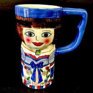 Vintage ceramic  20 ox travel mug by SUSAN PALEY titled “ Madeline “ for Ganz